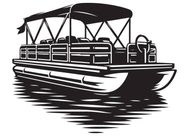 Rahatlatıcı Pontoon Teknesi Silueti Keyifli Nehir Gezisi