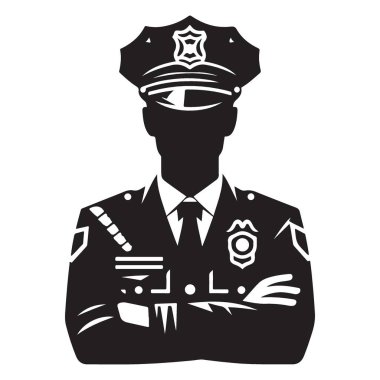 Emniyet Görevlisi Silueti: Profesyonel Polis Güvenlik İllüstrasyonu