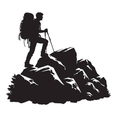 Yürüyüş Silueti: Dağ Macerası ve Dış Seyahat Çizimi