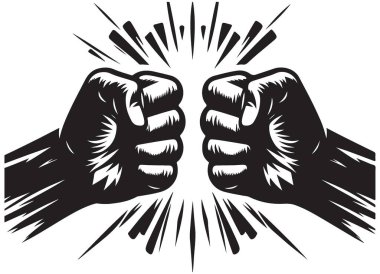 Siluet Vektörünü Çarpıştıran İki Yumruk Grafik Çizimi