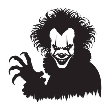 Ürkütücü Palyaço Silüeti Vektör İllüstrasyonu Ürkütücü Sanat İçin