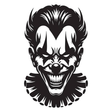 Cadılar Bayramı Dekorasyon ve Tasarımları İçin Ürkütücü Palyaço Silüet Vektör Sanatı