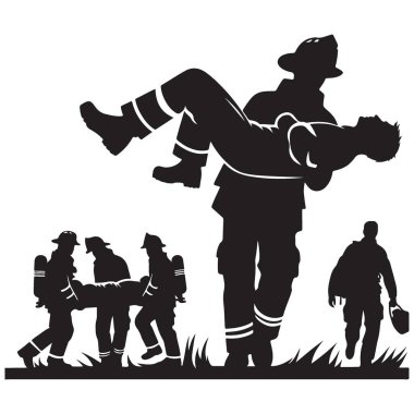 Kahraman İtfaiyeci Silueti Tehlikeli Yangından Bir Kurbanı Kurtarıyor