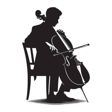Klasik Müzik Enstrümanının Çello Müziğinin Silueti