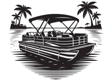 Göl Vektörü Resimlerinde Rahatlatıcı Pontoon Tekne Turu