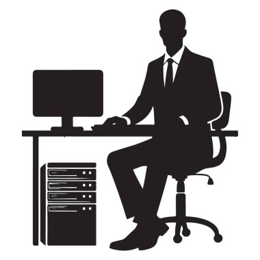 Bilgisayar Masasında Çalışan Profesyonel Siluet