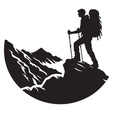 Dağ Tepesi Macerasında Bir Yürüyüşçünün Silueti