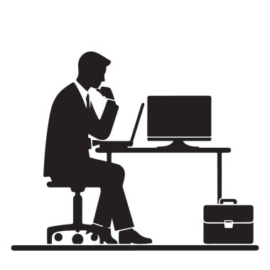 Masada çalışan bir iş adamının silueti.