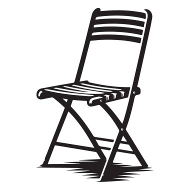 Katlanan Sandalye Silüeti Açık Oturma Tasarımı Çizimi