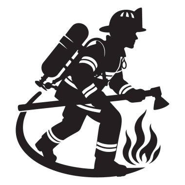 Cesur İtfaiyeci Silueti ve Balta Savaşçısı Ateş Sanatı