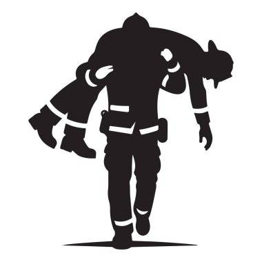 Cesur İtfaiyeci Yaralı Kişi Kurtarma Grafiği Taşıyor