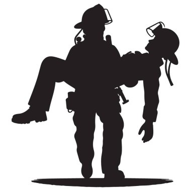 Kahraman İtfaiyeci Silueti Acil Durum Kurtarma Kurbanı