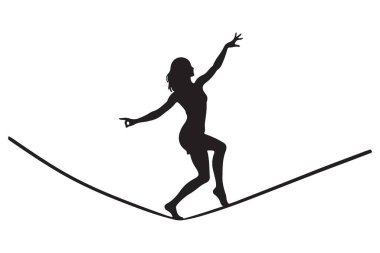 Tightrope Yürüyüşündeki Bir Kadının Silueti