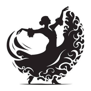 Zarif Flamenko Dansçısı Silueti Tutkulu Performans Duruşunda