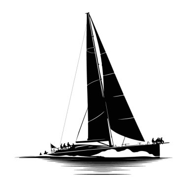 Sudaki Zarif Yelkenli Silueti Yüksek Hızlara Ulaşan Çizimler