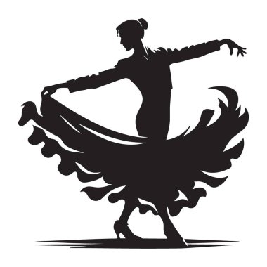 Flamenko Dansçısı Siluet Vektör İllüstrasyon Sanat Tasarımı