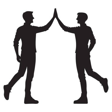 Birbirlerine Çakışan İki Adam Siluet Vektör Sanatı