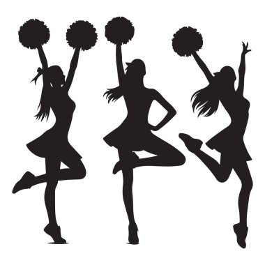 Enerjik Amigo Takımı Tezahürat Yapıyor Siyah Siluet Vektör Sanatını Taşıyor