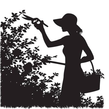 Bahçe ve Doğa Aşıkları için Zarif Bahçıvan Silueti Vektör ResmiComment