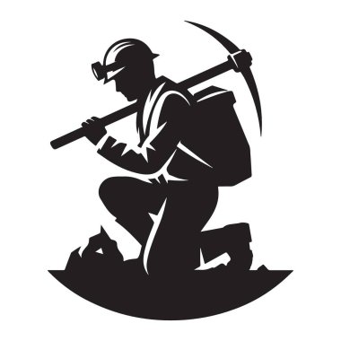 Kazmalı Bir Madencinin Ayrıntılı Silueti