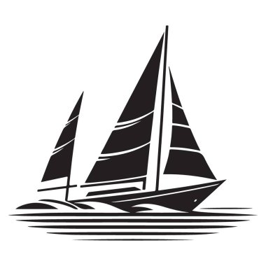 Su Denizi 'ndeki Yelkenli Tekne Macera Silueti Görüntüsü