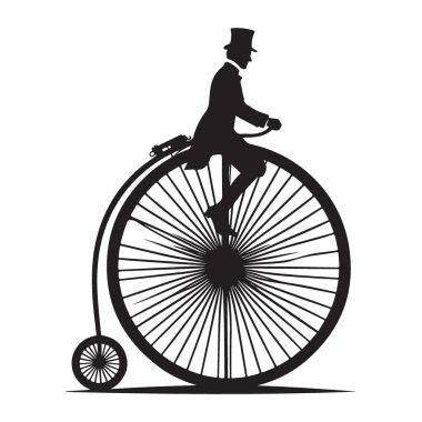 Viktorya Dönemi Centilmeni Penny Farthing Bisiklet Sürüşü