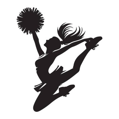 Hevesli amigo kız enerji dolu hava siluetinde zıplıyor.