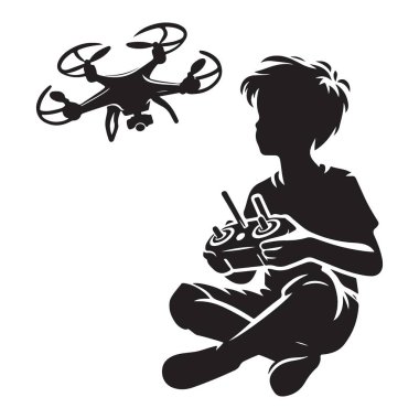 Uzaktan kumandalı İHA Operasyonu Siluet Genç Çocuk