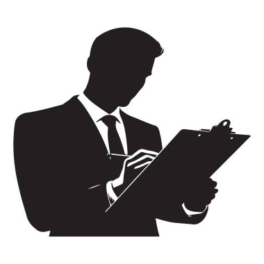 İş Yöneticisi Silueti Panoya Not Alıyor