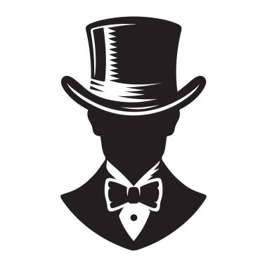 Silindir Şapkalı Adam Vektör Sanatı Zarif Moda