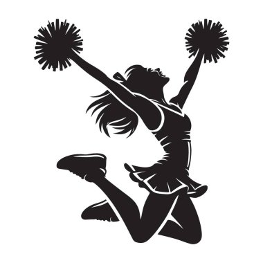 Amigo Kız Orta-Hava Atlayışı Siluet Enerji Sporları Vektörü