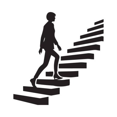 Profesyonel Büyüme İçin Merdivenlere Tırmanan Bir Kadının Silueti
