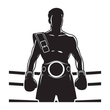 Kararlı Boksör Silueti Çizimi Büyük Dövüş için hazır