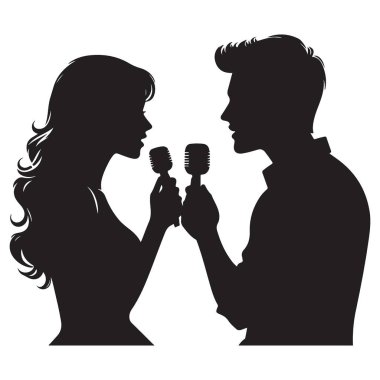 Şarkı Söyleyen İkili 'nin Silueti Uyumlu Düet Yapıyor