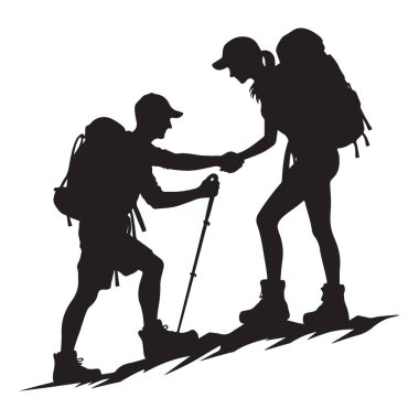 Siluet Takım Çalışması Birbirinize Vektör Resimlerinde Yardım Ediyor