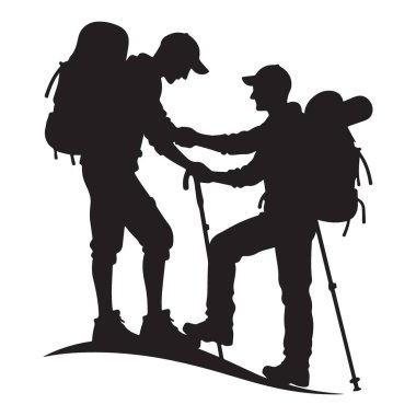 Yürüyüşçüler Birbirine Yardım Ediyor Tepe Görüntü Sanatına Ulaşmak