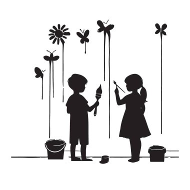 Çocuk Sanatsal Eğlence Boyama Çiçek Silueti Çizimi