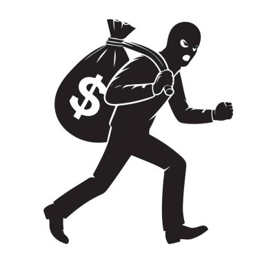 Torba Siluet Vektör Grafik Resimleriyle Soyguncu Çalıştırılıyor