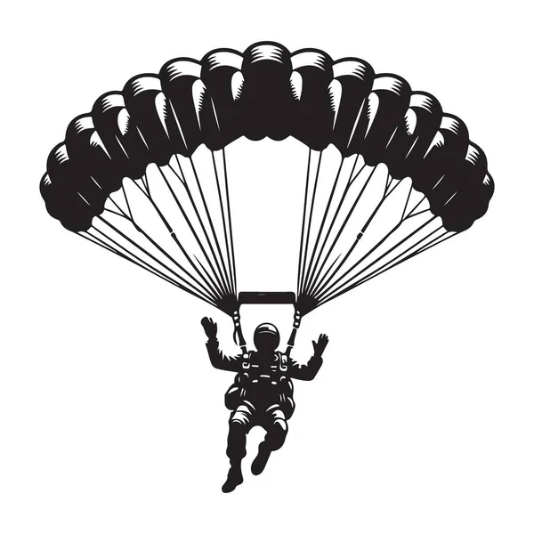 Paraşüt Düşüşü Macera Atlayışıyla Paraşütçü Silueti Görünümü