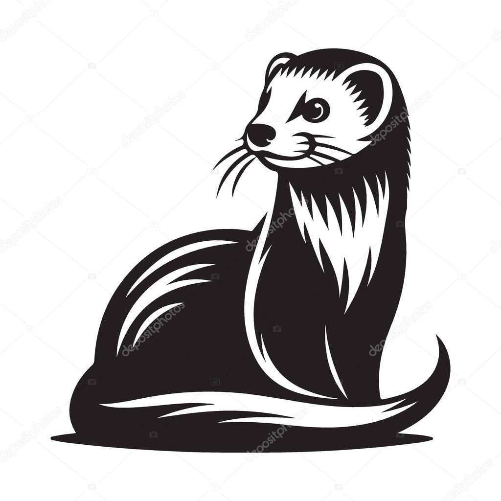 Charming Ferret Silhouette Vector Illustration for Pet Designs