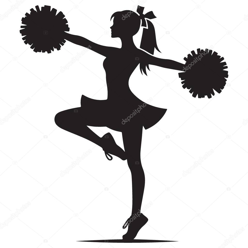 Energetic Cheerleader Performing Routine Silhouette for Team Spirit