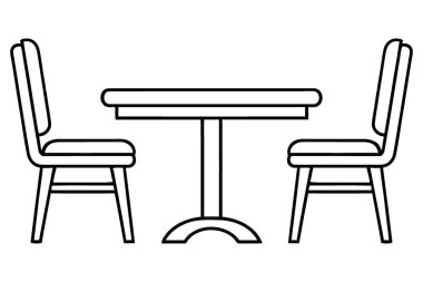 Bir Yemek Masası Çizimi ve İç Dekorasyon İçin İki Sandalye