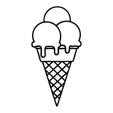 Lezzetli Üç Kepçeli Dondurma Konisi Şekerli Tatlı Çizim