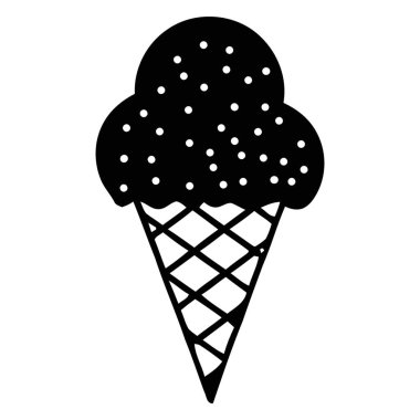 Siyah siluet dondurma külahında beyaz şeker