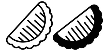 Geleneksel lezzetli buğulanmış ya da kızarmış hamur köftesi ana hatları ve siluet simgeleri