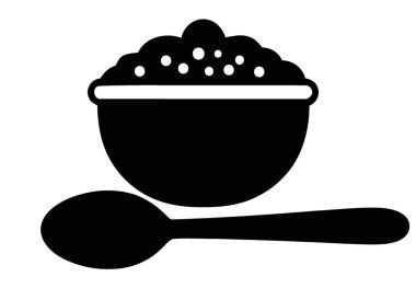 Kaşık Sağlıklı Gıda Silüeti ile Besleyici Kahvaltı Kasesi