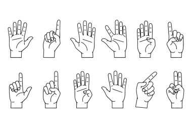 Eğitimsel el hareketleri 1 ile 10 satırlık sanat eserlerini gösteriyor