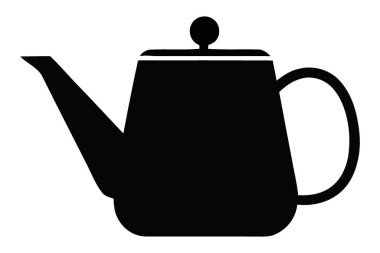 Geleneksel yuvarlak siyah çaydanlık silueti sıcak çay demlemek ve servis etmek için.