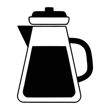 Modern ve minimalist şeffaf cam sürahi ve siyah sıvı çizimi