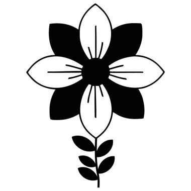 Çelişkili taç yaprakları ve yaprak sapıyla şekillendirilmiş grafik çizimi